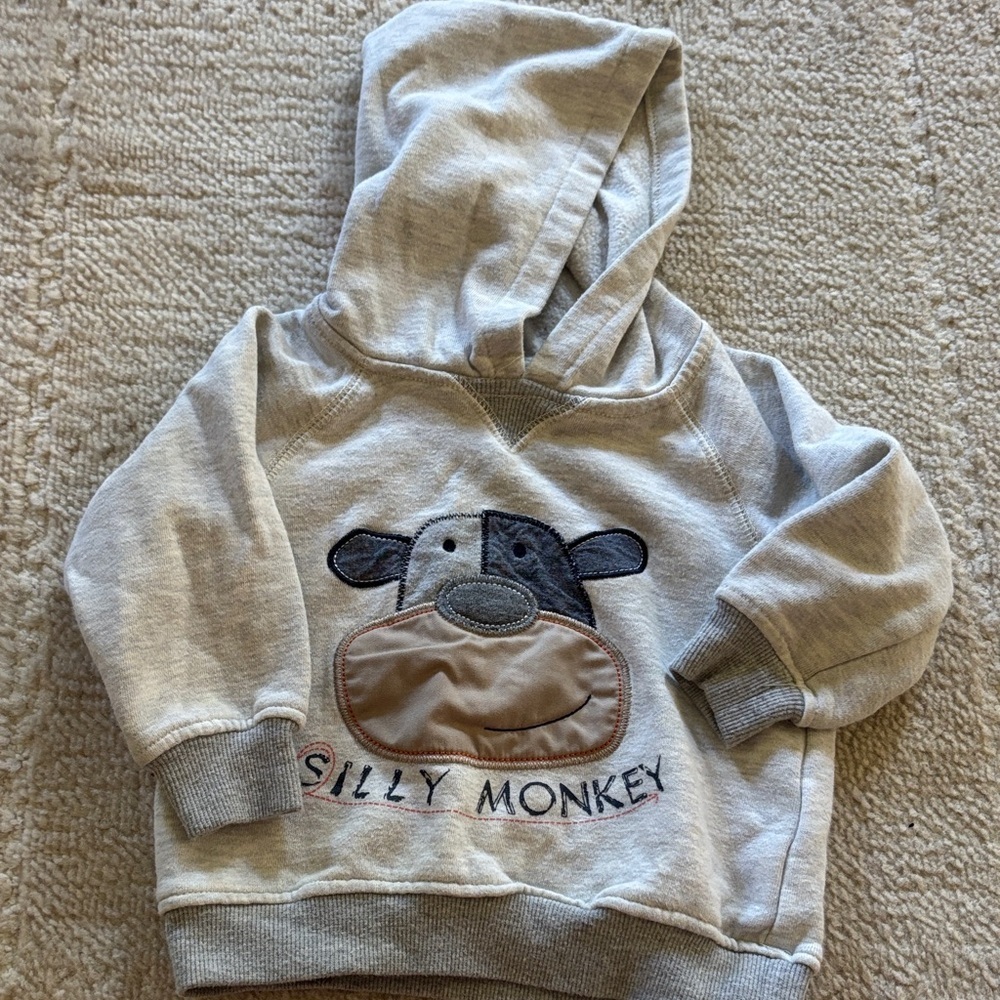 Kids Headquarters Silly Monkey Gray Hoodie